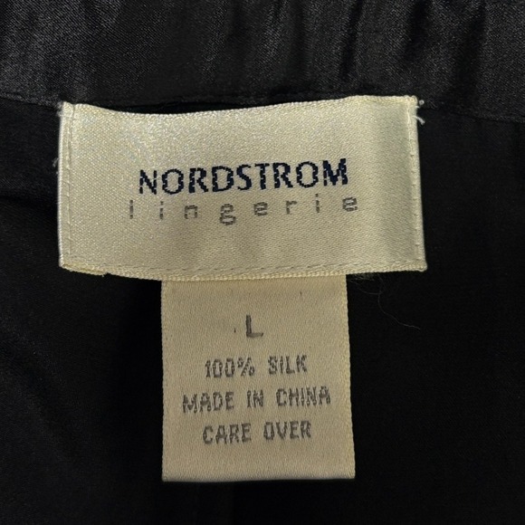 Nordstrom Lingerie Black 100% Silk Pajama Pants Lounge Sleepwear Size L - Picture 2 of 6